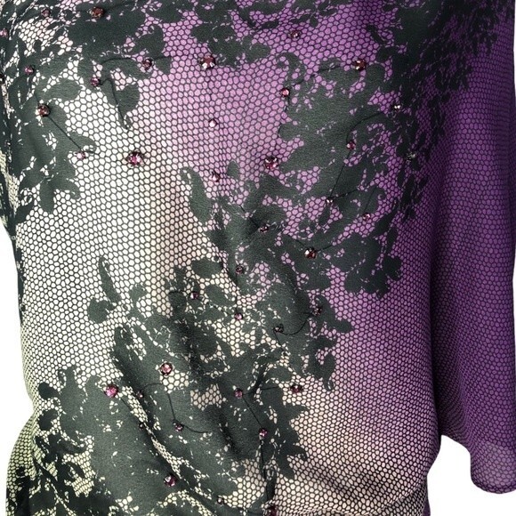 Rampage Floral Lace Jewel Detail One Shoulder Blouse - Picture 2 of 6